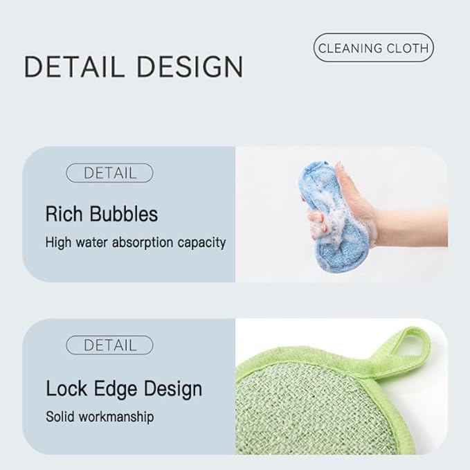 Multi Kitchen Sponge,Dish Sponge,Scrub Sponges,Double Sided Cleaning,Non Scratch,Ultra fine Fiber Wiping+Stainless Steel Wire to Remove Stubborn Stains,Durable Thickening (Large 5-Pack)