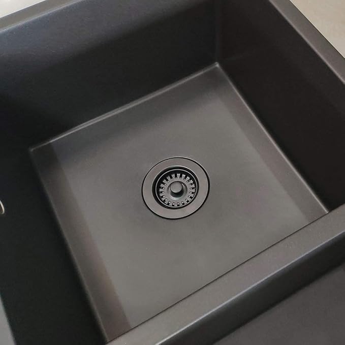 Garbage Disposal Strainer and Stopper with Decorative Disposal Flange in Black, Fit 3.5 Inch Standard Drain Hole