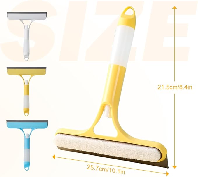 3 in 1 Window Cleaning Scraper, 2025 New Squeegee for Shower Glass, 3 in 1 Spray Function for Glass Doors for Windows Glass, Mirrors Scraper, Brush. All-Purpose Window Cleaner Tool (Blue+White)