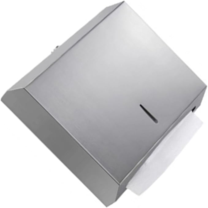 Stainless Steel Paper Towel Dispenser Wall Mounted Lockable Toilet Tissue Holder Rustproof Paper Towel Dispenser Box for Bathroom Hotel Public Restroom 304 Stainless Steel