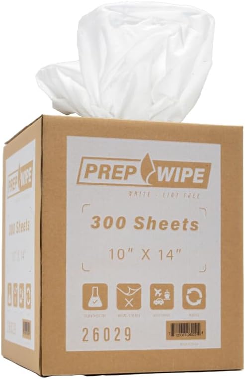 Prep Wipe white Lint Free Cleaning Towels Pack of 300 Sheets, 10" x 14" - Multi-purpose, Reusable, Perforated, Industrial Grade Perforated Sheets (White, Pack of 4)