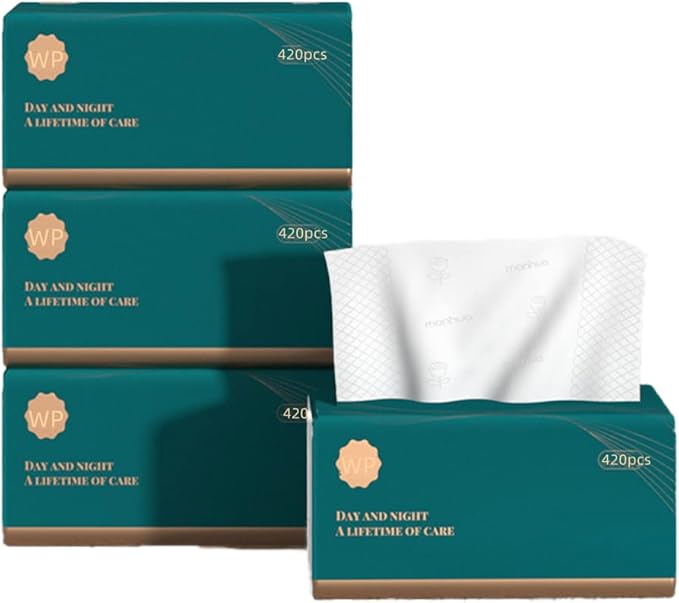 Daisy 4 Ply Soft Tissues - No Fluorescent Agent, Native Wood Pulp Production - 420 Sheets per Box, Suitable for Home, Office and School Use (6 Packs, 2520 Sheets)