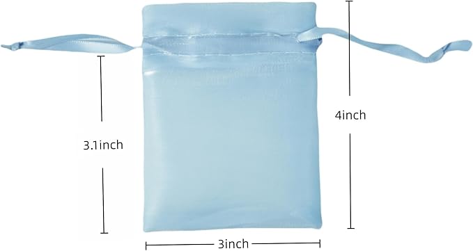 QIANF 20 Pcs Blue Small Organza Bags 3X4 inch for Wedding Favors with Drawstring, Mini Mesh Gift Bags Jewelry Pouch for Candy Bridal Shower Party Favor Baby Shower Christmas