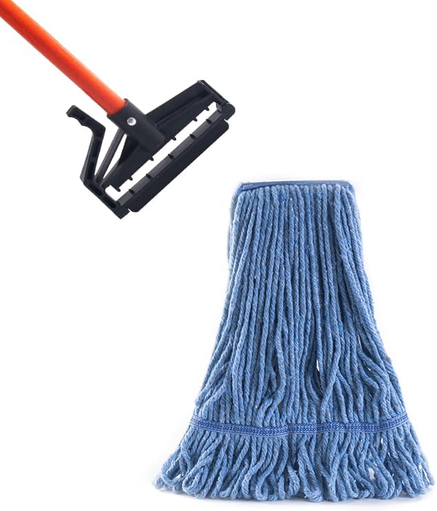 Matthew Easy Trigger Release Mop Handle 60 inch Metal Mop Stick,Commercial Mop Head Replacement Holder for Floor Cleaning,Clip On Mop Handle Quick Change for Wet Mop Head - 6Pack Red