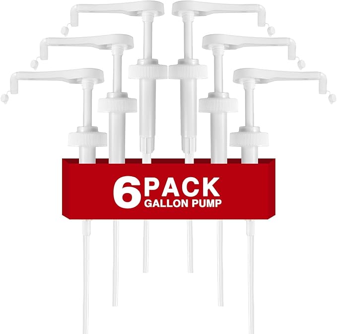 6Pcs Gallon Jug Pump Dispenser, 38-400 Leak Proof Pump for Gallon Jug - Lotion Shampoo Pump Cap Included, Fits 1 Gallon Bottle 64oz 128oz Shampoo Laundry Detergent Containers