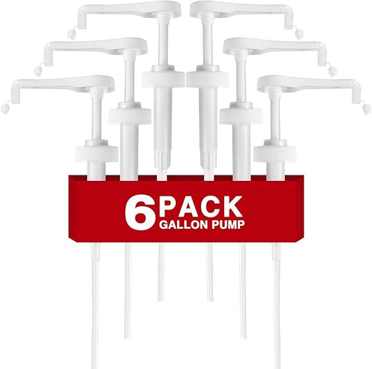 6Pcs Gallon Jug Pump Dispenser, 38-400 Leak Proof Pump for Gallon Jug - Lotion Shampoo Pump Cap Included, Fits 1 Gallon Bottle 64oz 128oz Shampoo Laundry Detergent Containers