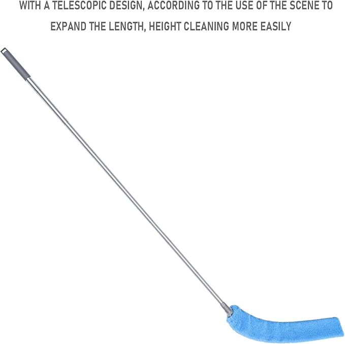 Retractable Gap Dust Cleaner Brush with 4 pcs Replacement Duster Cloth, 100 inches Extendable Pole, Flexible Microfiber Duster for Cleaning Under Refrigerator, Sofa,Couch Bed, Furniture