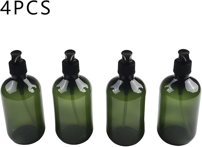 Pump Bottle Dispenser 4 Pack 16Oz/500ml Empty Plastic Shower Refillable Dispenser Soap Shampoo Pump Dispenser Containers with Pump Multipurpose for Cosmetic Kitchen Bathroom