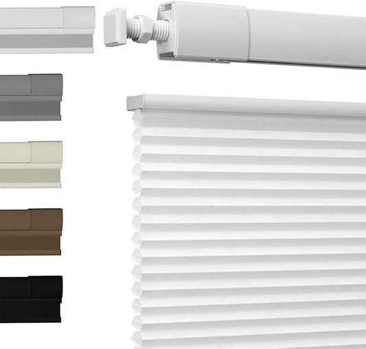 No Drill No Tools Cellular Shades Top Down Bottom Up Blackout Blinds for Windows Cordless Honeycomb Window Shades Easy to Install for Home,Light Filtering-White,47" W x 64" H