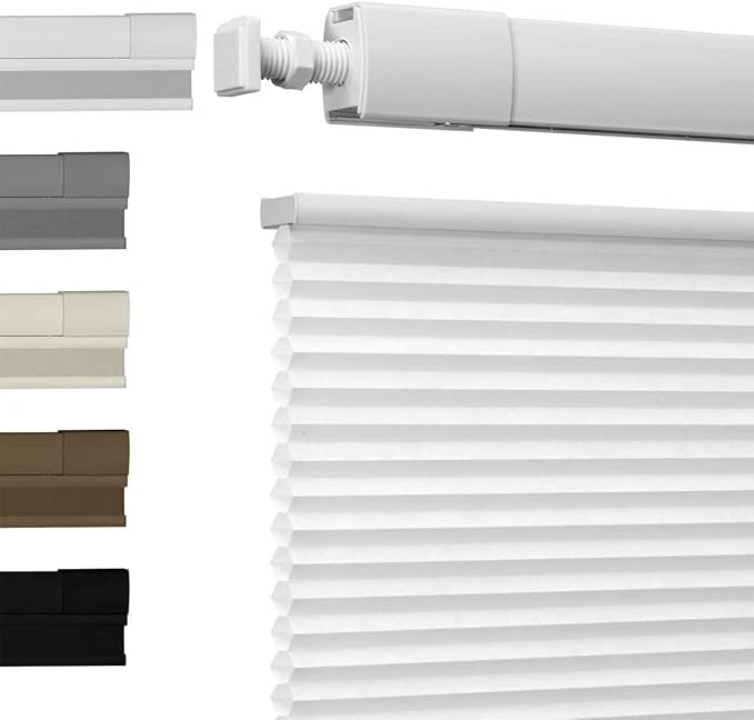 No Drill No Tools Cellular Shades Top Down Bottom Up Blackout Blinds for Windows Cordless Honeycomb Window Shades Easy to Install for Home,Light Filtering-White,27" W x 48" H