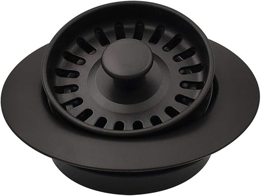 Garbage Disposal Strainer and Stopper with Decorative Disposal Flange in Black, Fit 3.5 Inch Standard Drain Hole