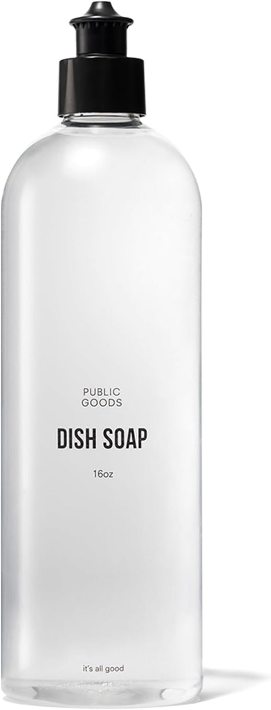 Public Goods Natural Dish Soap | Kitchen Soap | Plant-Based & Vegan Friendly | Clear Dish Detergent Liquid | Concentrated Formula | Made in USA | Mandarin Basil | 16 Fl Oz