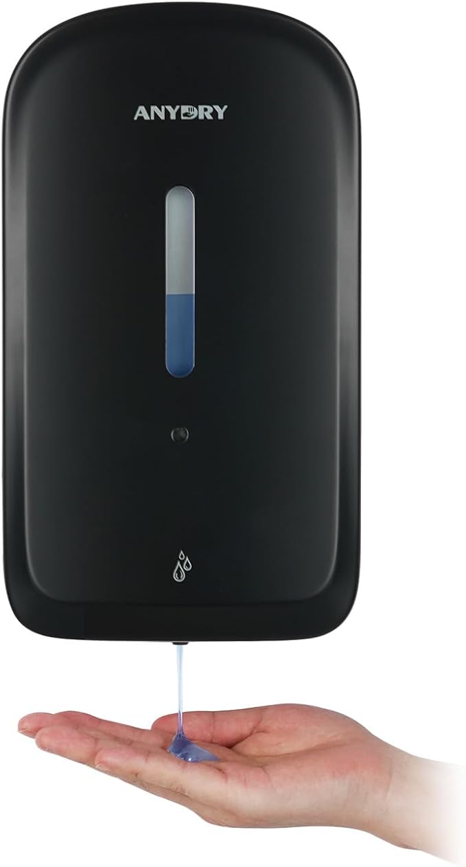 Commercial Automatic Soap Dispenser Large 34oz/1000ml Capacity Wall-Mounted Touchless Liquid Dispenser for High-Traffic Restrooms, Offices, Hospitals Model 1220S Black