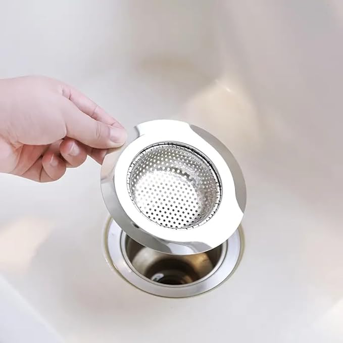 Kitchen Sink Strainers | Kitchen Sink Drain Strainer, Kitchen Essentials (Black) (2 Pack) Large Wide Rim 4.5" Diameter for Homeowners