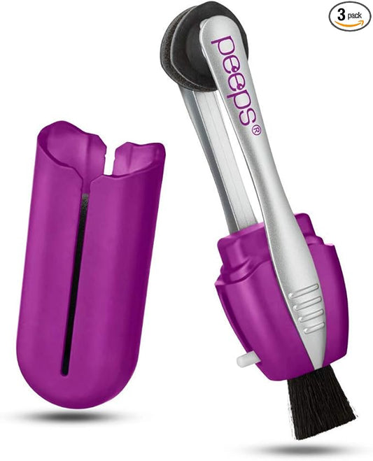 CarbonKlean Peeps Glasses Cleaner - for Eyeglasses, Reading Glasses, and More - Lens Cleaner with Carbon Microfiber Tech - Purple Injected - 3 Pack