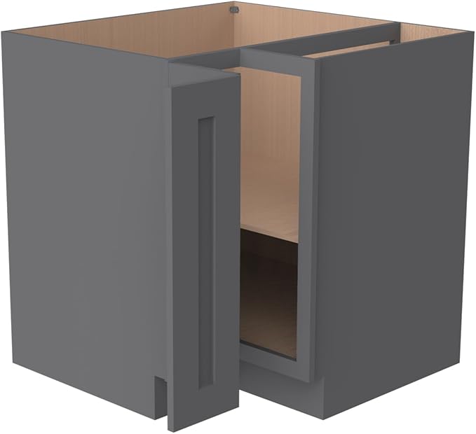 Kitchen Lazy Susan Corner Base Cabinet with Adjustable Shelf, Soft-Close Hinges, Solid Hardwood & Plywood Construction,Space-Saving RTA Storage Solution (SK-Pebble Gray, 33" W x 24" D x 34.5" H)