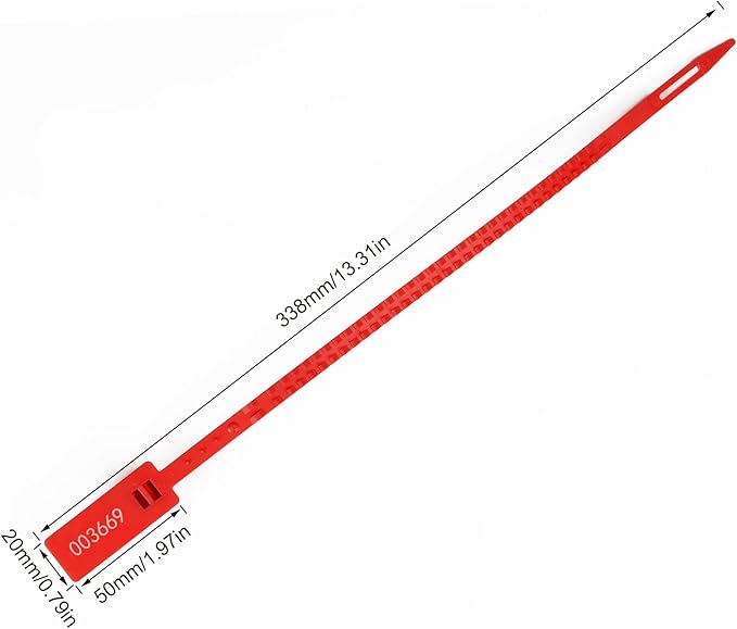 Heavy Duty Plastic Security Seals Self Locking Tamper Evident Shipping Seals Numbered Security Tags Pull Tight Securing Straps Truck Trailer Seals Length 337 mm 13.2" (Red 1000 PCS)