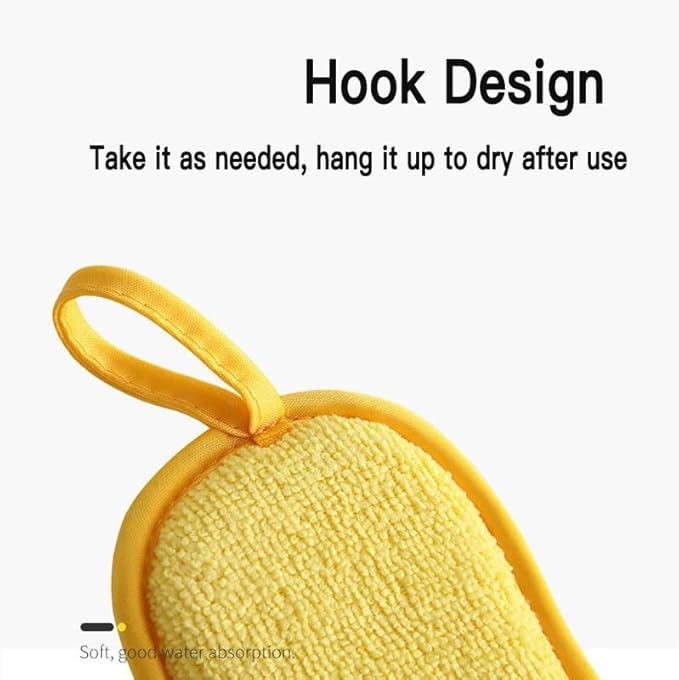 Multi Kitchen Sponge,Dish Sponge,Scrub Sponges,Double Sided Cleaning,Non Scratch,Ultra fine Fiber Wiping+Stainless Steel Wire to Remove Stubborn Stains,Durable Thickening (Large 5-Pack)
