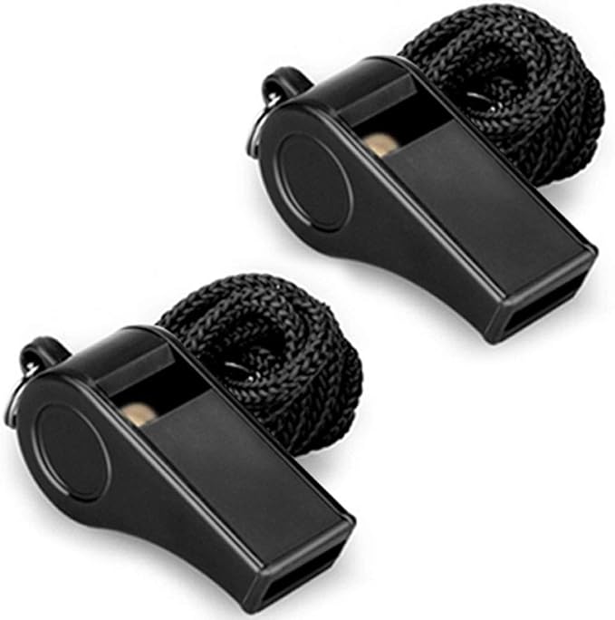 Whistle, 2 Packs Plastic Sports Whistles with Lanyard, Loud Crisp Sound Whistle Ideal for Coaches, Referees, and Officials