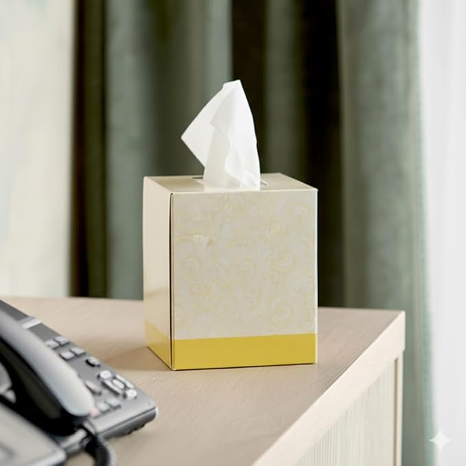 2-Ply White Facial Tissue Cube Box, 90 Sheets per Box, Paper Material, 4.25 x 4.25 x 5 Inches, 36 Count Case