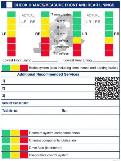 General Motors Multi-Point Inspection Form – GM Vehicle Checklist – 3-Part Carbonless Edge-Glued Pad – White, Canary, Pink – 8.5"×11" Auto Service Form - Pack of 500