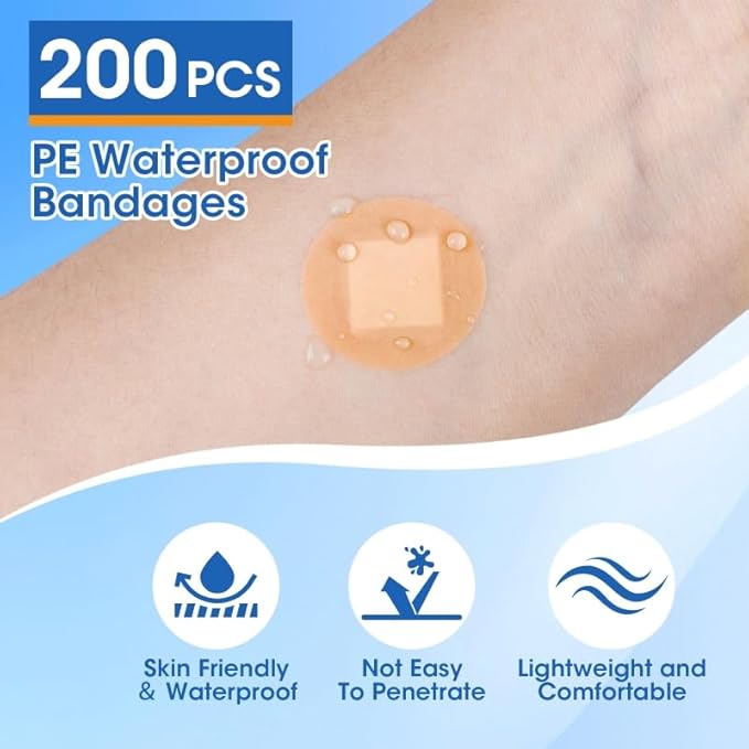 CXYARY 400PCS Round Bandages, Fabric Bandage ＆ Waterproof Bandage Latex Free Used for Emergency Treatment and Skin Wound Care, Circle Bandages Suitable for Small Wounds