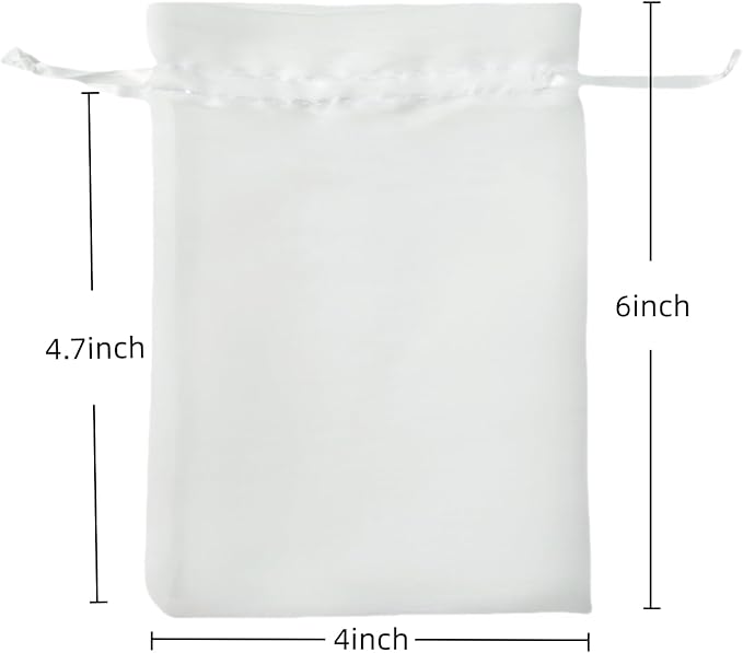 QIANF 20 Pcs White Small Organza Bags 4X6 inch for Wedding Favors with Drawstring, Mini Mesh Gift Bags Jewelry Pouch for Candy Bridal Shower Party Favor Baby Shower Christmas