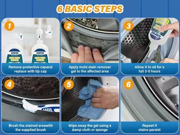 HOME STAIN CLEANER GEL – 7OZ Deep Cleaning Gel for Tile Gaps, Washing Machine Seals, Fridge Rubber, Wall & Shower Stains – Household Cleaning Solution for Bathroom, Kitchen, Room, Laundry