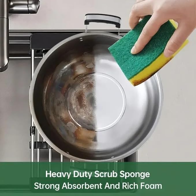 Dish Sponge, Scrub Sponge Kitchen 24 Pack, Heavy Duty, Kitchen Sponges, 7x10 cm, Pads for Dishes, 24 Pack Sponges for Dishes for Use Everyday for Tough Messes dualsided
