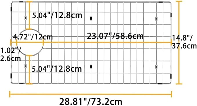 Large Sink Protector for Kitchen Sink,Metal Sink Rack 28.8" X 14.8",Stainless Steel Sink Grid for Bottom of Sink,Sink Grate with Side Drain Hole for Single Bowl with Strainer,1 Pack