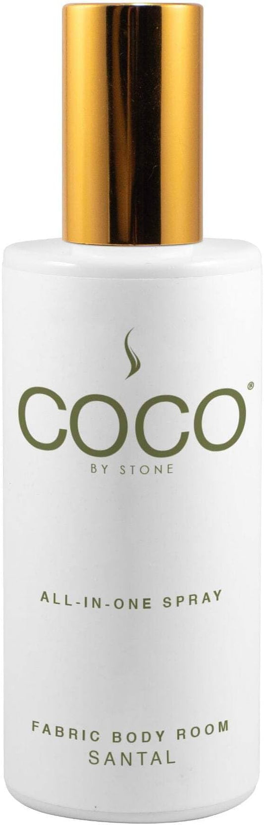 COCO by Stone 5oz All-in-One Spray (Santal) Shake & Spray Formula for Fabric, Pillows, Interiors, Clothing, Home Fragrance Accessories, Room Perfume, Room Deodorizer, Vegan & Cruelty-Free