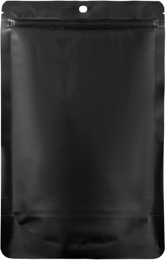 110 Pack Stand up Matte Metallic Storage Bags with Clear Front Window Heat-Sealable Resealable Solid Color Pouches for Food Storage Containers Organizer(Black,6.3 * 9.4 inch,Pack of 110)