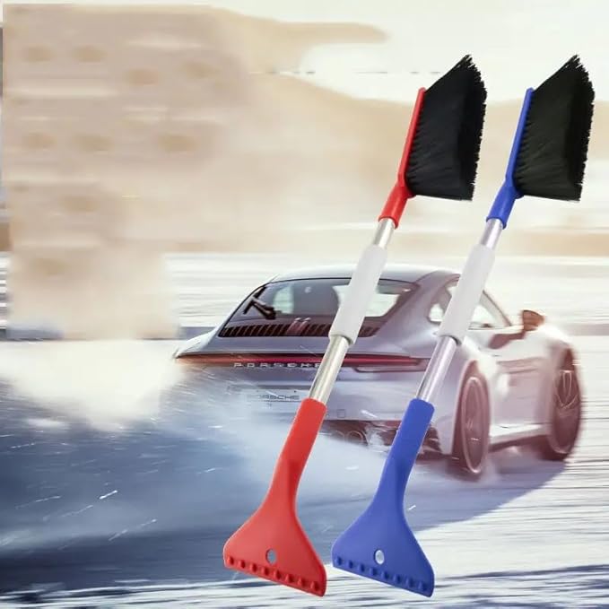 2 Pack Car Snow Brush and Ice Scrapers for Car Windshield Scratch Free Bristle Head Snow Brush & Tough Window Snow Scraper with Aluminium Body Snow Removal Winter Car Accessories