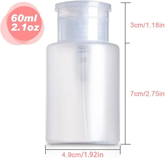 Pump Dispenser-Refillable Cosmetic Push Down Pump Dispenser-PP Material Alcohol Dispenser-Empty Makeup Acetone Containers for Acetone Nail Polish Remover,Nail Care,and Alcohol (3PCS)