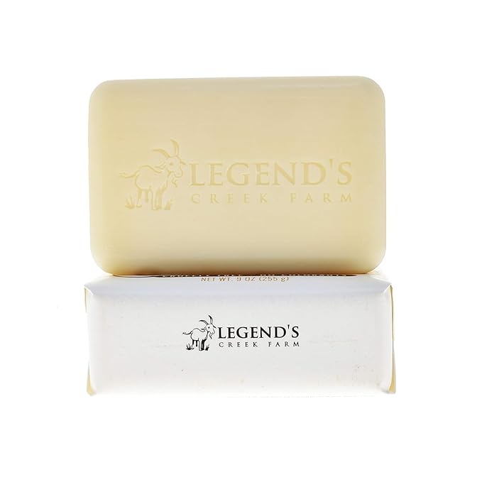 Legend's Creek Farm Goat Milk Soap - Triple Milled Cleansing Moisturizing Bar for Hands and Body - 9 Oz Creamy Lather, Nourishing, Natural Soap for Sensitive Skin (Unscented, Pack of 4)