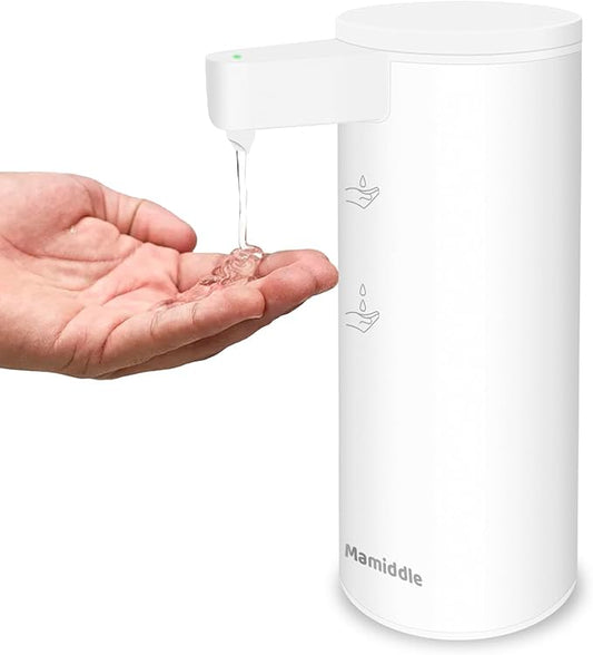 Automatic Soap Dispenser Stainless Steel with Sensor Infrared Soap Dispenser Electric IPX5 Waterproof USB-C Charging Motion Sensor for Kitchen & Bathroom (White)