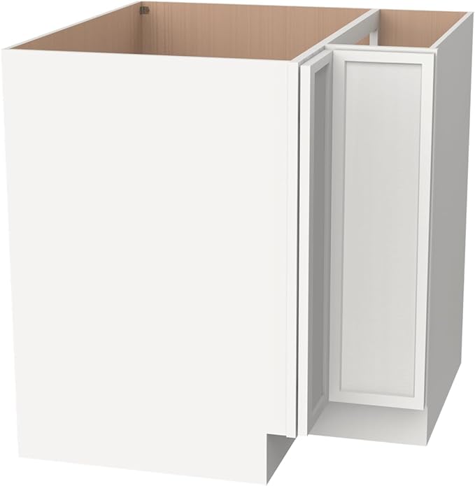 Kitchen Lazy Susan Corner Base Cabinet with Adjustable Shelf, Soft-Close Hinges, Solid Hardwood & Plywood Construction,Space-Saving RTA Storage Solution (NT-Origami White, 33" W x 24" D x 34.5" H)