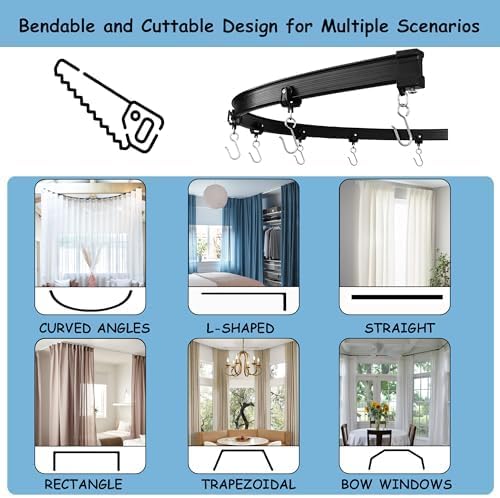 Room Divider Curtains with Ceiling Track, 95% Blackout Heavy Curtains Noise Reduction Privacy Curtain System Kits, 8.3 ft Wide x 7 ft Tall, Black, 1 Panel