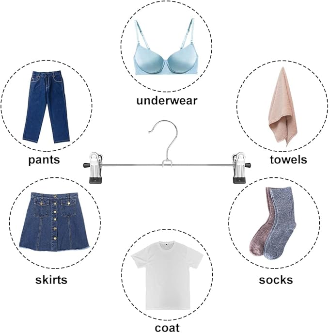 NORTHERN BROTHERS Pants Hangers - 50Pack Skirt Hangers with Clips Skirt Hangers for Women Space Saving for Trouser Shorts Coat Jeans Adjustable Men Kids Clothes