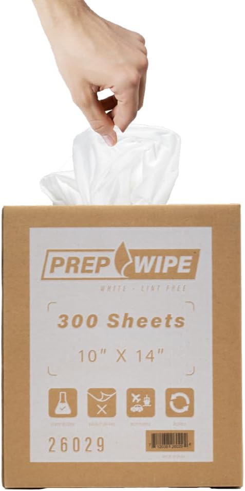 Prep Wipe white Lint Free Cleaning Towels Pack of 300 Sheets, 10" x 14" - Multi-purpose, Reusable, Perforated, Industrial Grade Perforated Sheets (White, Pack of 4)