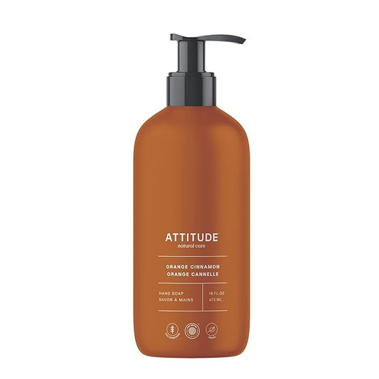 ATTITUDE Liquid Hand Soap, EWG Verified, Plant and Mineral-Based, Vegan Personal Care Products, Orange Cinnamon, 16 Fl Oz