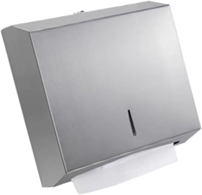 Stainless Steel Paper Towel Dispenser Wall Mounted Lockable Toilet Tissue Holder Rustproof Paper Towel Dispenser Box for Bathroom Hotel Public Restroom 304 Stainless Steel