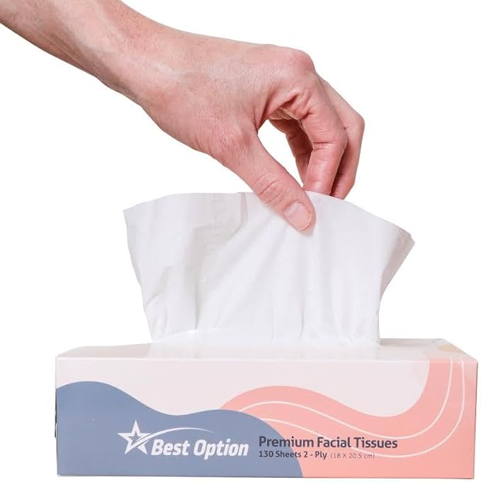 Soft 2-Ply Facial Tissue, White, 130-Count Box | Professional, Gentle and Durable | Great for Bathroom, Office, Business, School (1,560 Tissues, Bulk Pack of 12-Boxes)