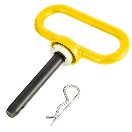 Magnetic Hitch Pin - Heavy Duty Ultra Strong Neodymium Magnet Trailer Gate Pin for Easy One-Handed Hook On & Off, for Lawn Mower Trailer Hitch Pin and Tow Behind Attachments ( Yellow）