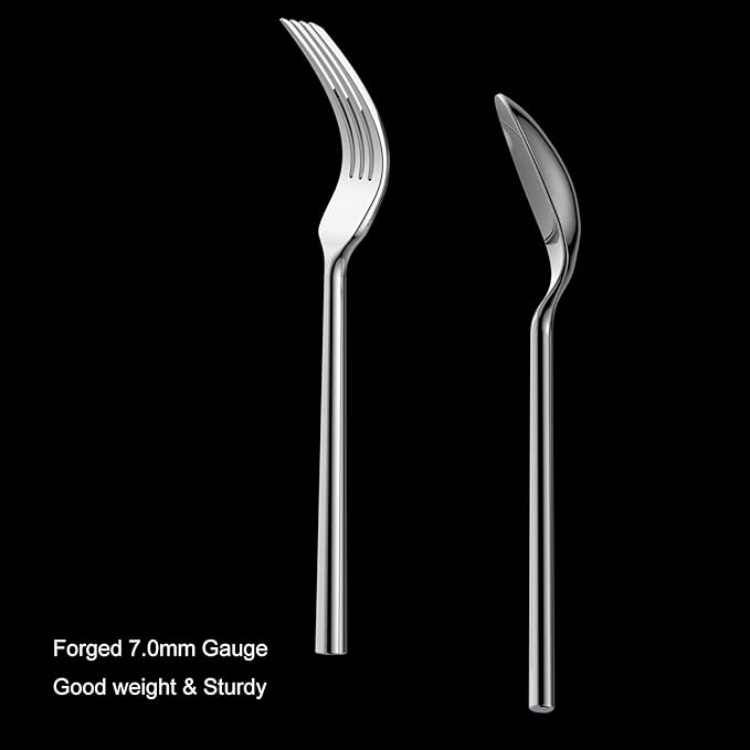 Alata Potter 40-Piece Forged Silverware Set Stainless Steel Flatware Set Cutlery Set, Service for 8, Mirror Finish, Dishwasher Safe
