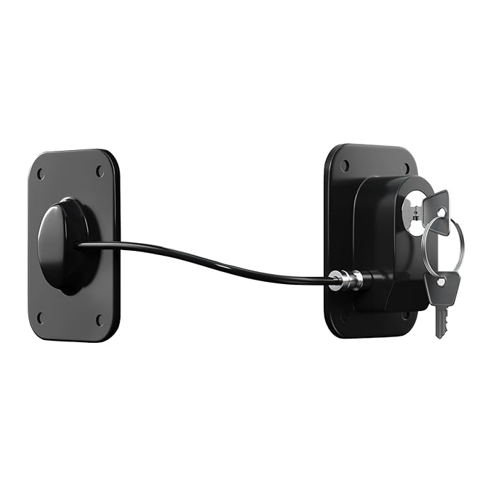 Refrigerator Lock 2 Packs, Fridge Lock with Silicone Wire Protection Fridge Locks for Kids Easy to Use and Install Cabinet Locks with Key, Black