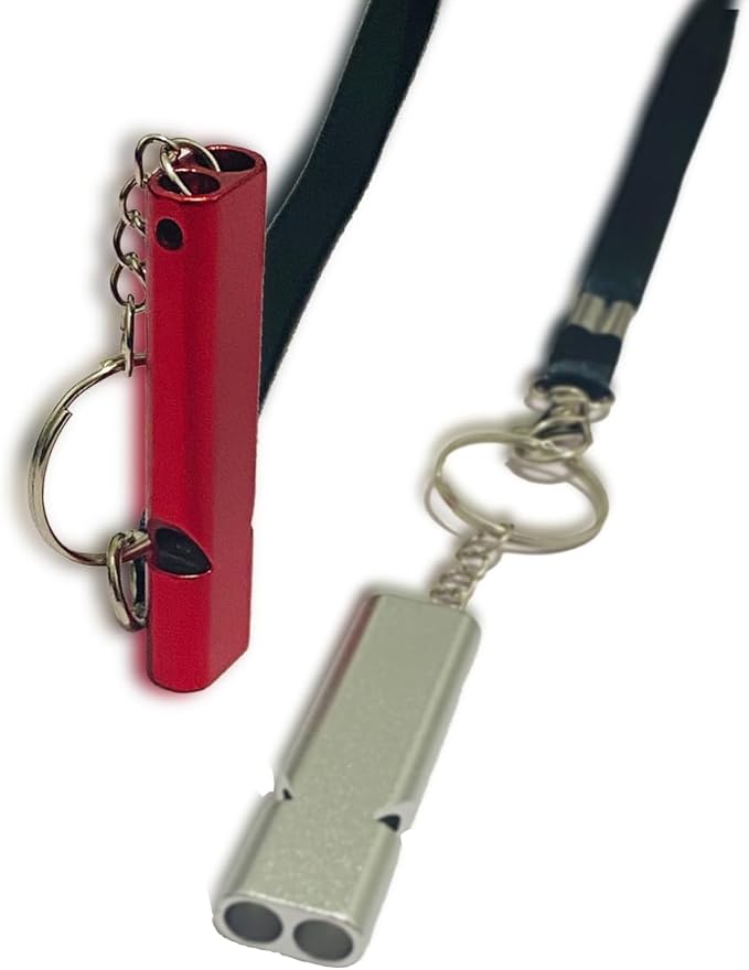 Emergency Whistle, 2Pack Safety and Rescue Whistle, with Lanyard Keychain, high pitched Dual Tube, Suitable for Outdoor Hiking, Camping, Rowing, Hunting, and Children's Rescue Signals