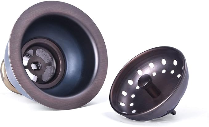 3-1/2 Deep Cup Kitchen Sink Drain Assembly, 304 Stainless Steel Construction with Fixed Post Basket and Long Extended Shank/CAS Approved and Oil Rubbed Bronze Finish