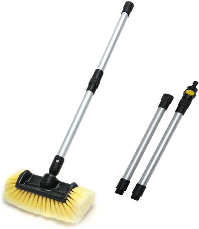 Forgrace 60 Inch Car Wash Brush with Long Handle 12" Soft Bristle Head Flow-Through Heavy Duty Tri-Level Dip Auto Car Exterior Washing Yellow