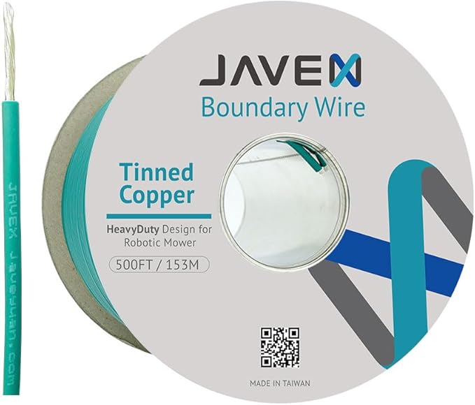 JAVEX Robotic Mower Boundary Wire Cable- Tinned Copper Heavy Duty Universal for Gardena, Husqvarvna, Worx and Other Lawn Auto-Mower Brands Installation Kit [3.4mm, 24x0.25mm] Green, 153M/500FT